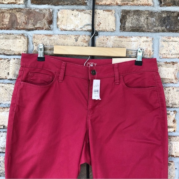 Ann Taylor Loft CA57421 Stretchy Curvy Skinny Mid Rise Coral Red Jeans 30/10 - Picture 4 of 11
